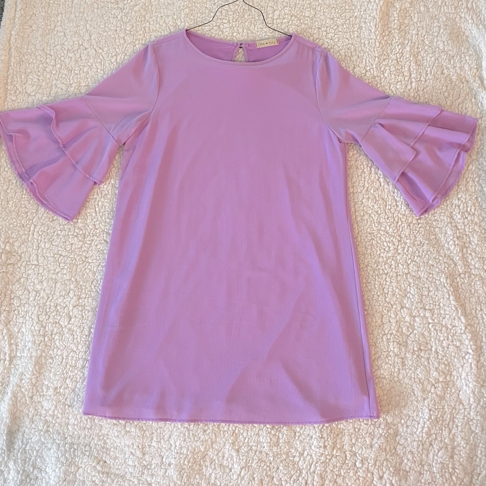 Lavender dress with bell cropped sleeves